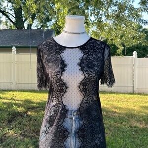 Express Sheer Black Lace Top